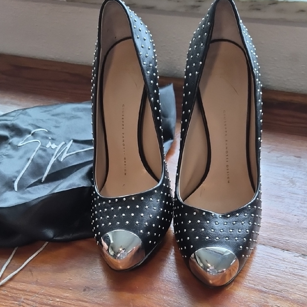 Giuseppe Zanotti Black Heels with Silver Studs
